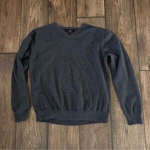 Mark Law Gray Cotton V-Neck Sweater